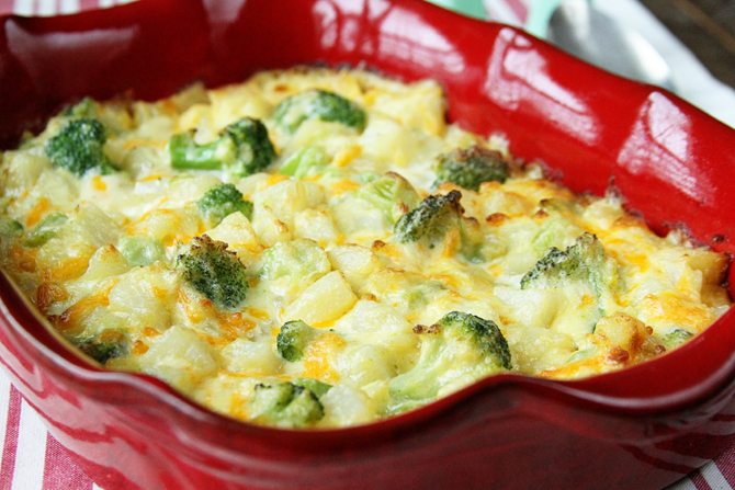 Potato Gratin with Blue Cheese and Broccoli Vegetarian Recipe