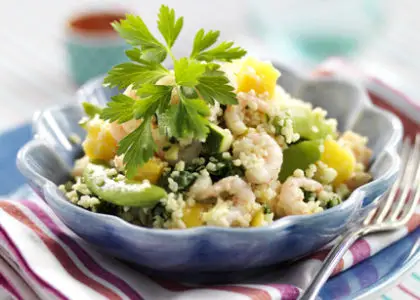 Shrimp with Bulgur and Spinach Salad Recipe