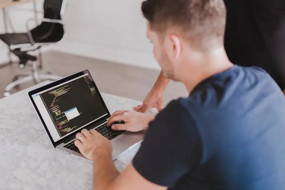 Man working on laptop